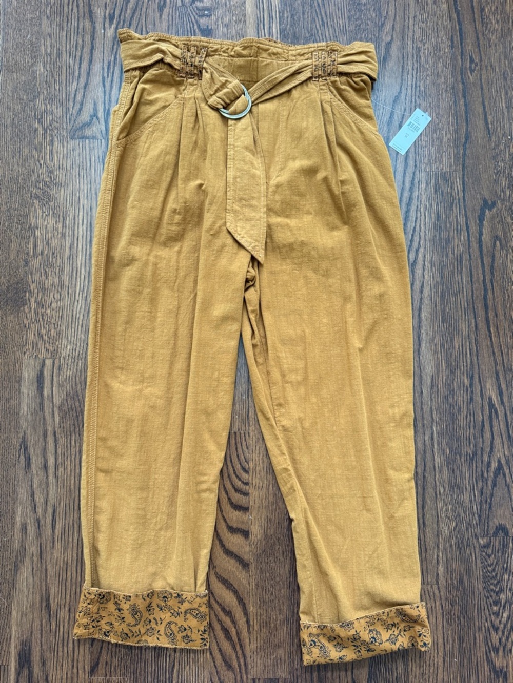 ANTHROPOLOGIE Mustard Yellow Paperbag Waist Tie Pants